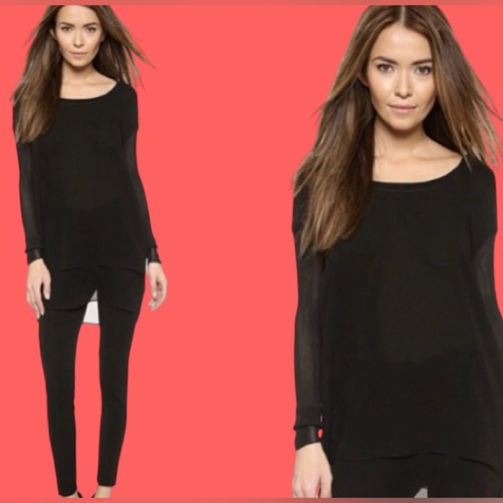 🖤RAG & BONE! DARIA 100% SILK TUNIC! BLACK LAYERED CHIFFON TOP! 🖤